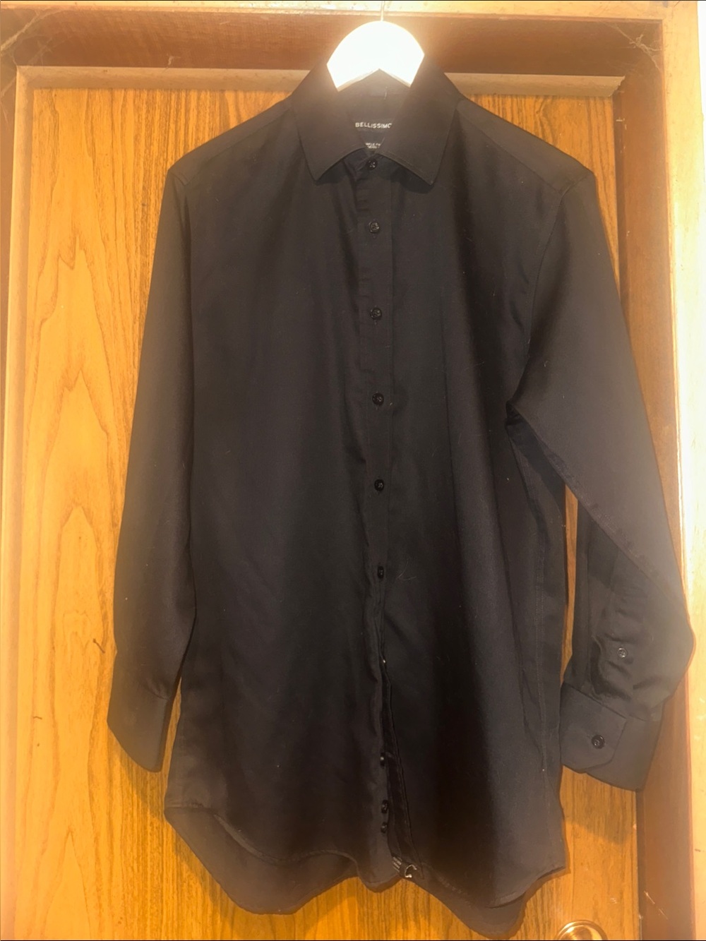 Men's Black Long-Sleeve Dress Shirt by Bellissimo